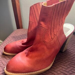 Dolce Vita Red Leather Ankle Boots
